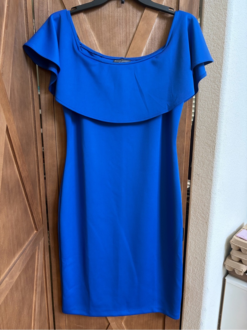 BOLD elements Royal Blue One-Shoulder Ruffle Dress